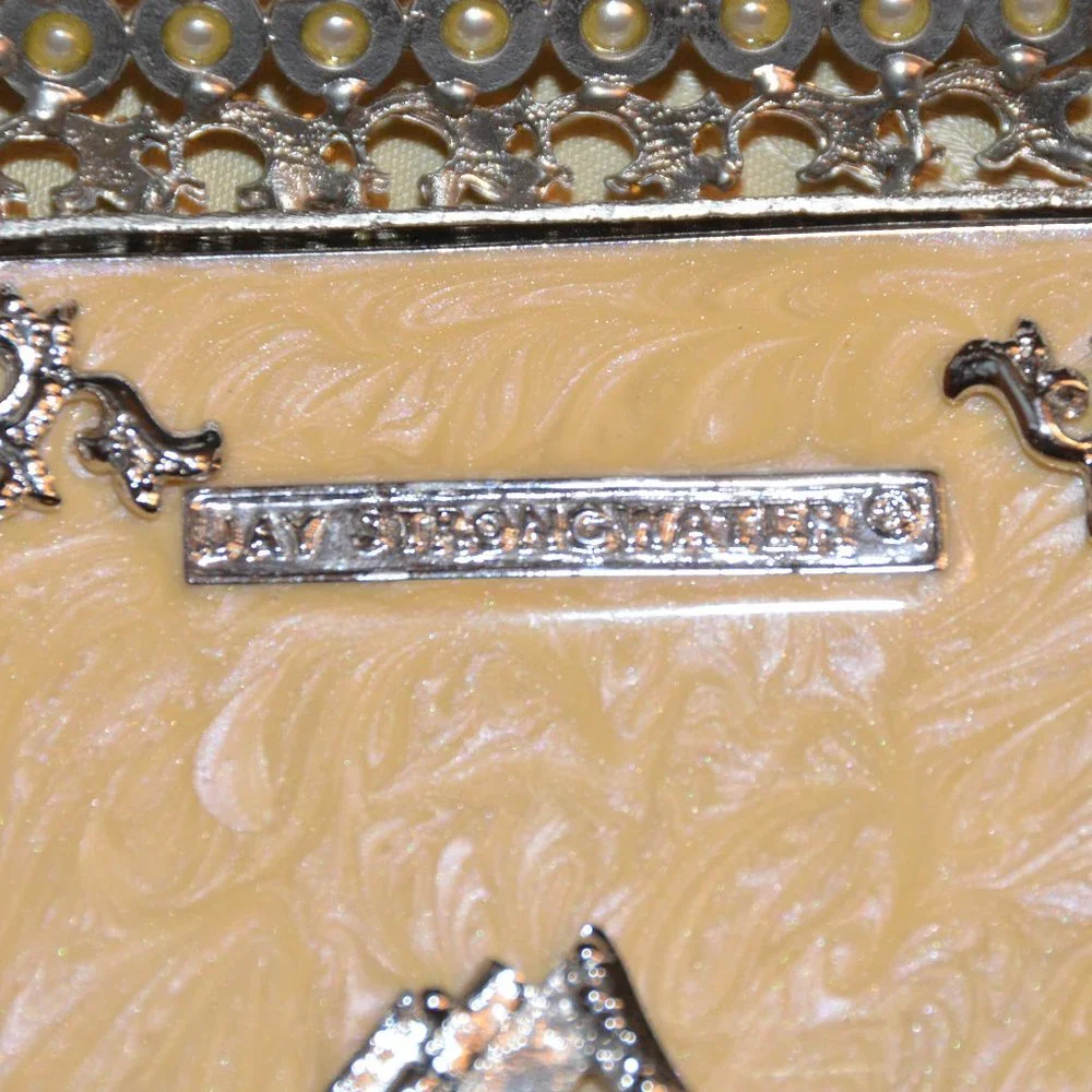 RARE JAY STRONGWATER JAYS 1ST PATRICIA DUCHESS SILVER CRYSTAL PEARL ENAMEL FRAME